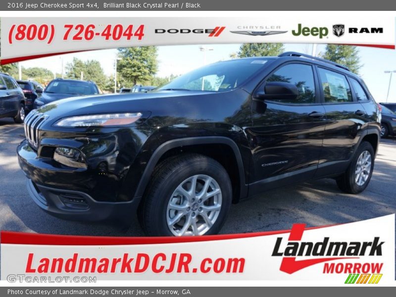Brilliant Black Crystal Pearl / Black 2016 Jeep Cherokee Sport 4x4