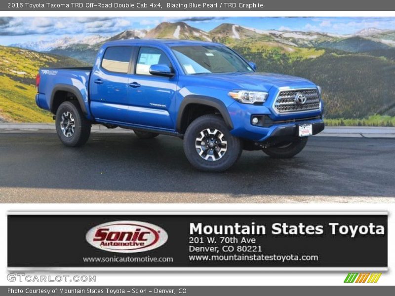 Blazing Blue Pearl / TRD Graphite 2016 Toyota Tacoma TRD Off-Road Double Cab 4x4