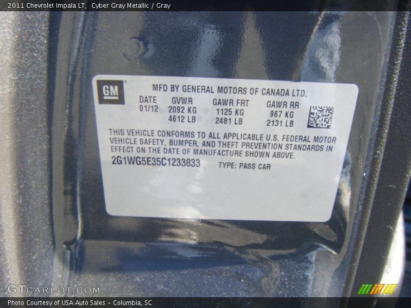 Cyber Gray Metallic / Gray 2011 Chevrolet Impala LT