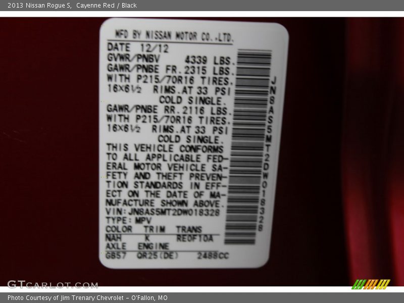 Cayenne Red / Black 2013 Nissan Rogue S