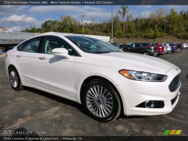 White Platinum Metallic / Medium Soft Ceramic 2015 Ford Fusion Titanium AWD