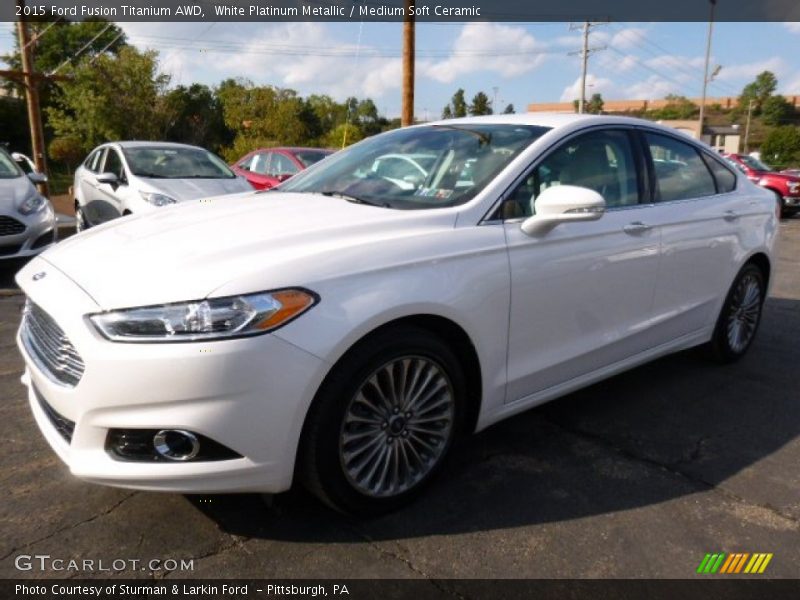 White Platinum Metallic / Medium Soft Ceramic 2015 Ford Fusion Titanium AWD