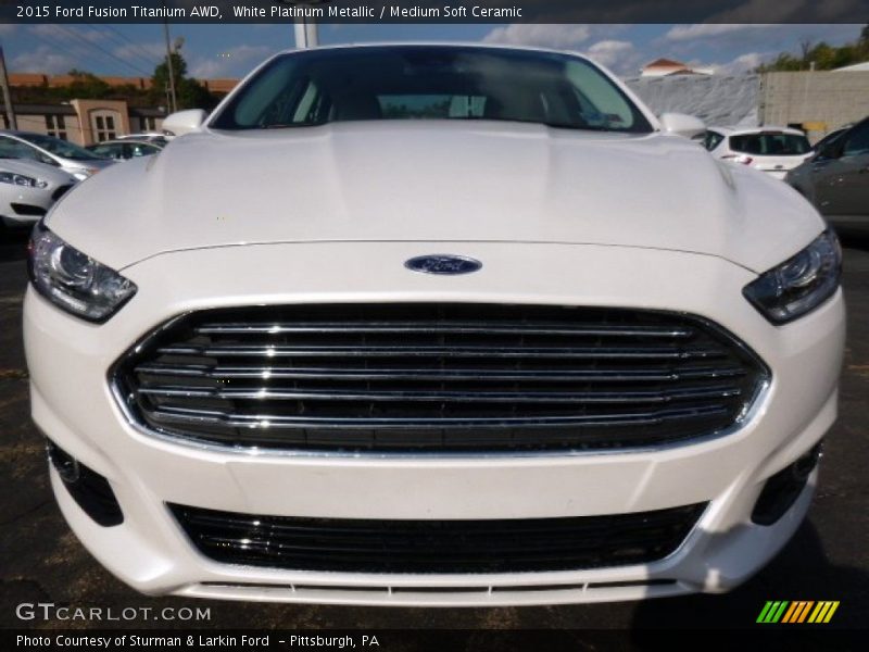 White Platinum Metallic / Medium Soft Ceramic 2015 Ford Fusion Titanium AWD