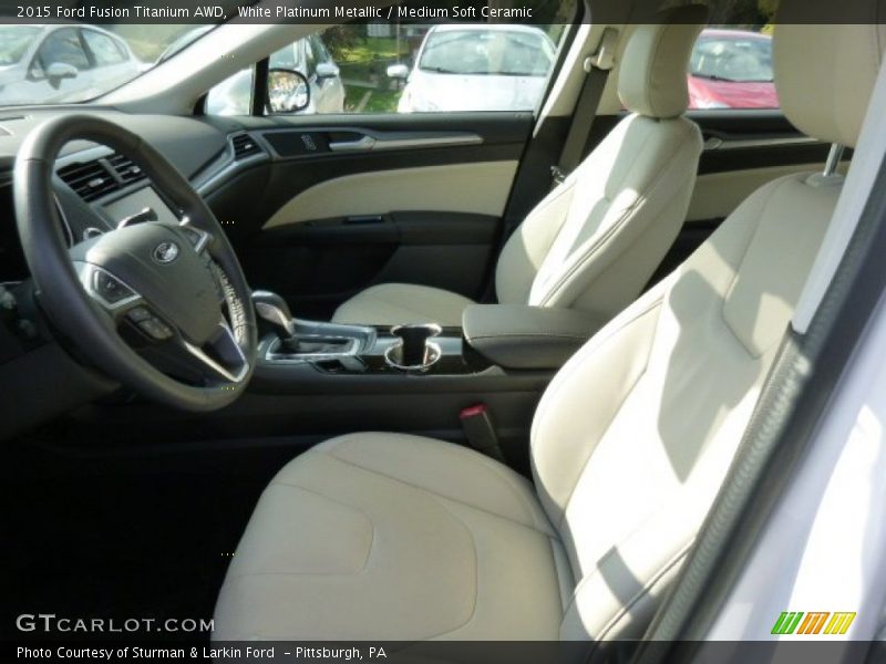 White Platinum Metallic / Medium Soft Ceramic 2015 Ford Fusion Titanium AWD