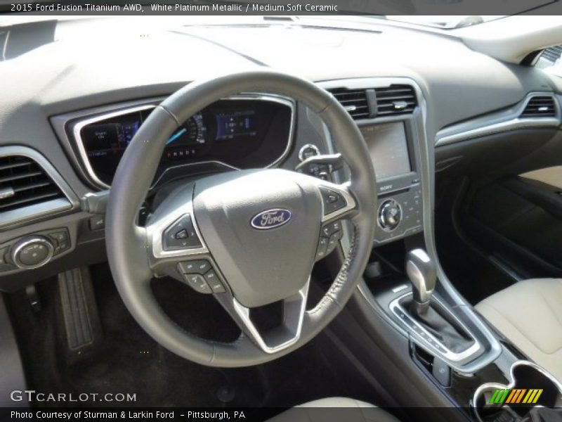 White Platinum Metallic / Medium Soft Ceramic 2015 Ford Fusion Titanium AWD