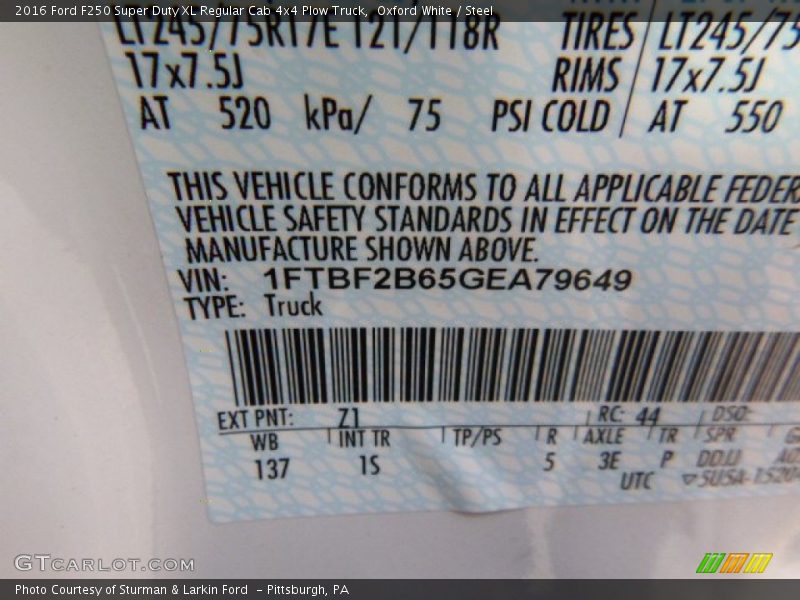 Oxford White / Steel 2016 Ford F250 Super Duty XL Regular Cab 4x4 Plow Truck