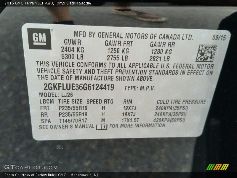 Onyx Black / Saddle 2016 GMC Terrain SLT AWD