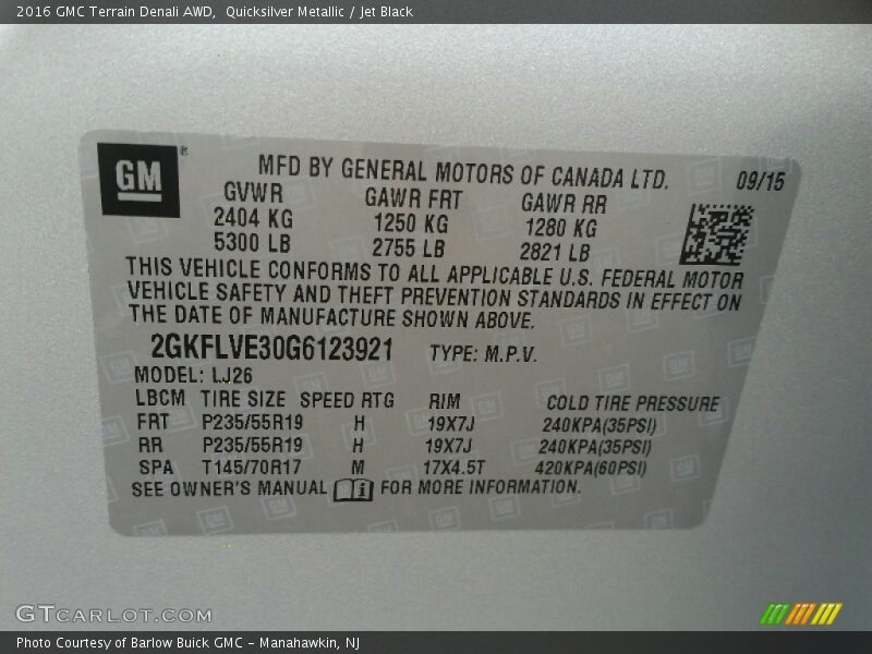 Quicksilver Metallic / Jet Black 2016 GMC Terrain Denali AWD