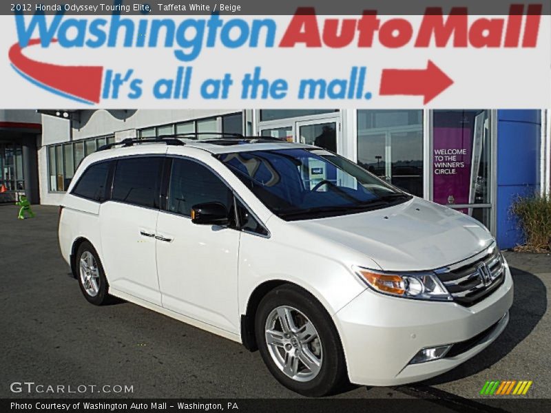 Taffeta White / Beige 2012 Honda Odyssey Touring Elite