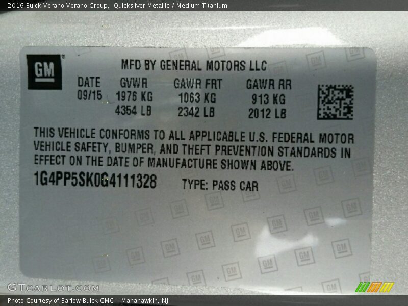 Quicksilver Metallic / Medium Titanium 2016 Buick Verano Verano Group