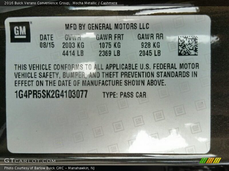 Mocha Metallic / Cashmere 2016 Buick Verano Convenience Group
