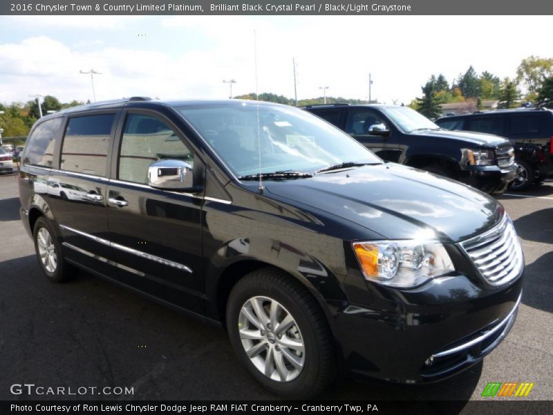 Brilliant Black Crystal Pearl / Black/Light Graystone 2016 Chrysler Town & Country Limited Platinum