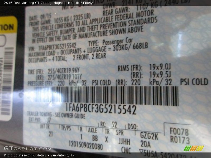 Magnetic Metallic / Ebony 2016 Ford Mustang GT Coupe