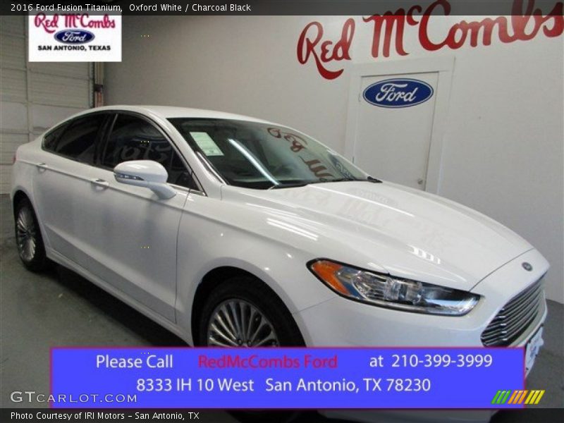 Oxford White / Charcoal Black 2016 Ford Fusion Titanium