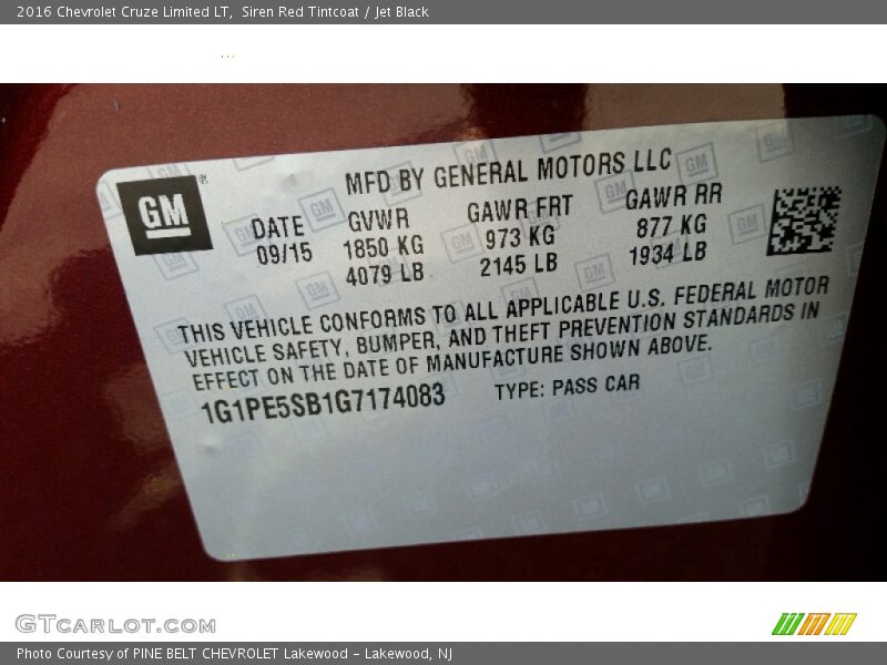 Siren Red Tintcoat / Jet Black 2016 Chevrolet Cruze Limited LT