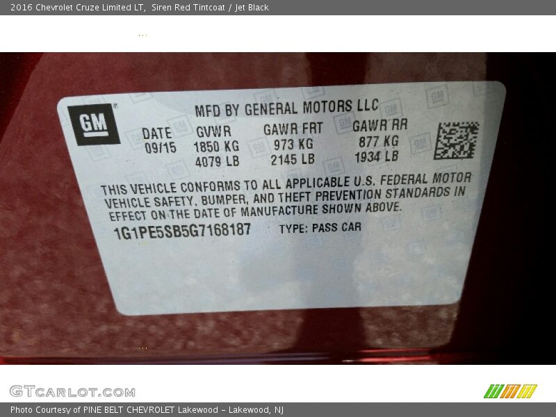 Siren Red Tintcoat / Jet Black 2016 Chevrolet Cruze Limited LT