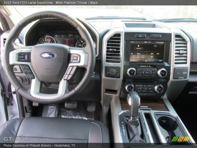 White Platinum Tricoat / Black 2015 Ford F150 Lariat SuperCrew