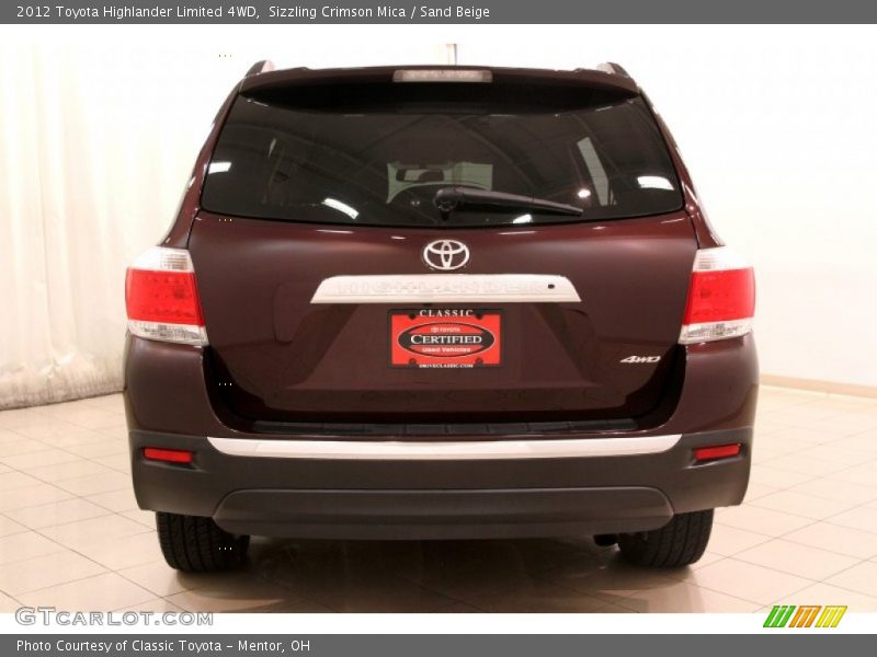 Sizzling Crimson Mica / Sand Beige 2012 Toyota Highlander Limited 4WD