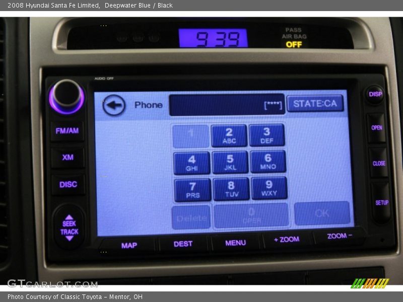 Deepwater Blue / Black 2008 Hyundai Santa Fe Limited