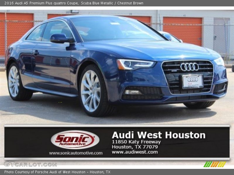 Scuba Blue Metallic / Chestnut Brown 2016 Audi A5 Premium Plus quattro Coupe