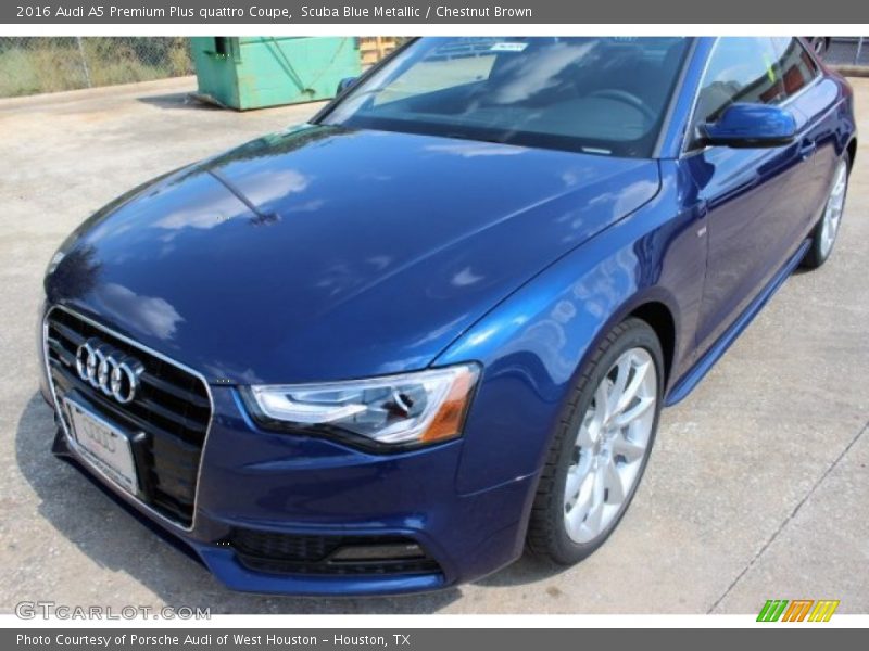 Scuba Blue Metallic / Chestnut Brown 2016 Audi A5 Premium Plus quattro Coupe