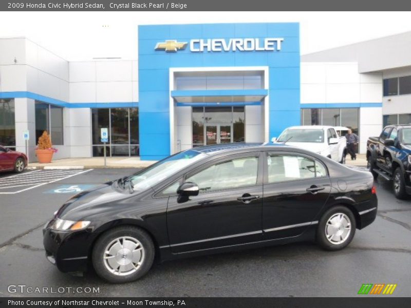Crystal Black Pearl / Beige 2009 Honda Civic Hybrid Sedan