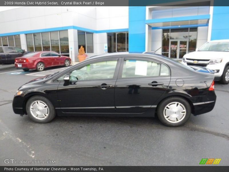 Crystal Black Pearl / Beige 2009 Honda Civic Hybrid Sedan