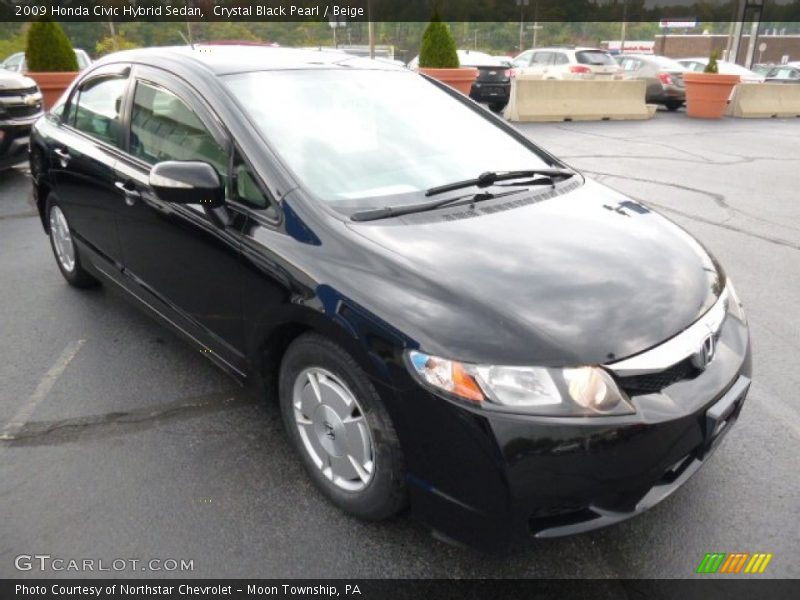 Crystal Black Pearl / Beige 2009 Honda Civic Hybrid Sedan