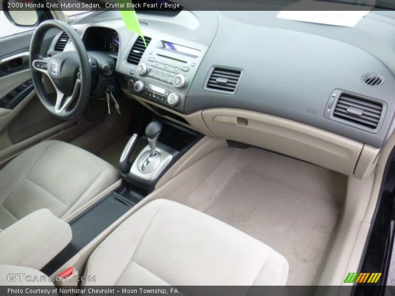 Crystal Black Pearl / Beige 2009 Honda Civic Hybrid Sedan