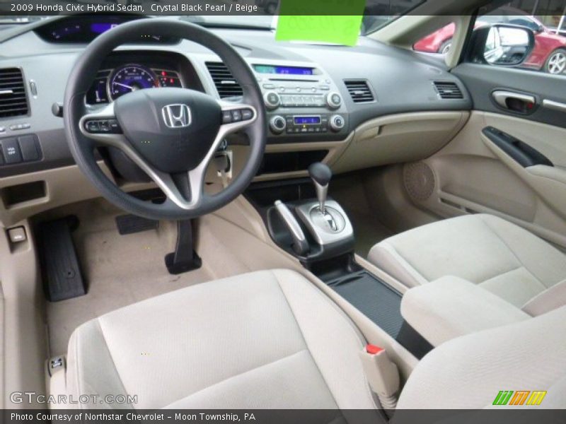 Crystal Black Pearl / Beige 2009 Honda Civic Hybrid Sedan
