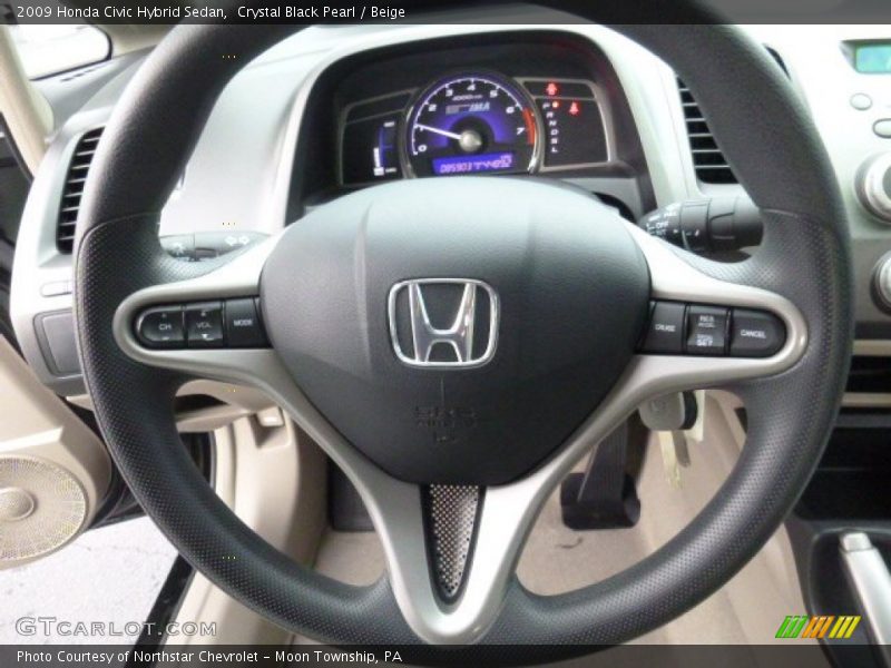 Crystal Black Pearl / Beige 2009 Honda Civic Hybrid Sedan