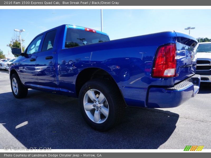 Blue Streak Pearl / Black/Diesel Gray 2016 Ram 1500 Express Quad Cab