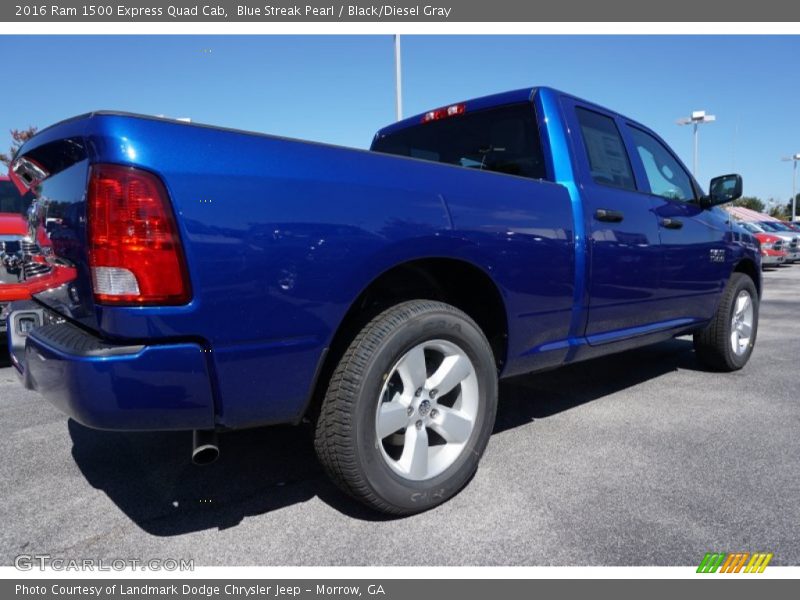 Blue Streak Pearl / Black/Diesel Gray 2016 Ram 1500 Express Quad Cab