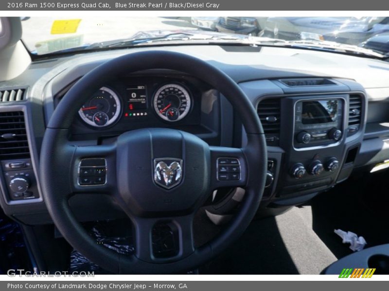 Blue Streak Pearl / Black/Diesel Gray 2016 Ram 1500 Express Quad Cab
