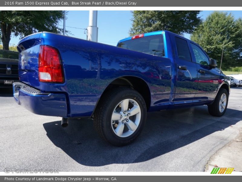 Blue Streak Pearl / Black/Diesel Gray 2016 Ram 1500 Express Quad Cab