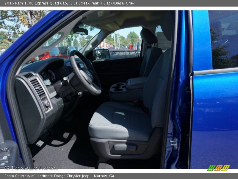 Blue Streak Pearl / Black/Diesel Gray 2016 Ram 1500 Express Quad Cab