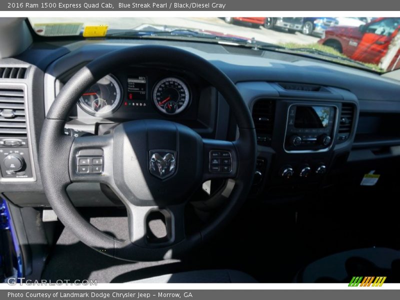 Blue Streak Pearl / Black/Diesel Gray 2016 Ram 1500 Express Quad Cab