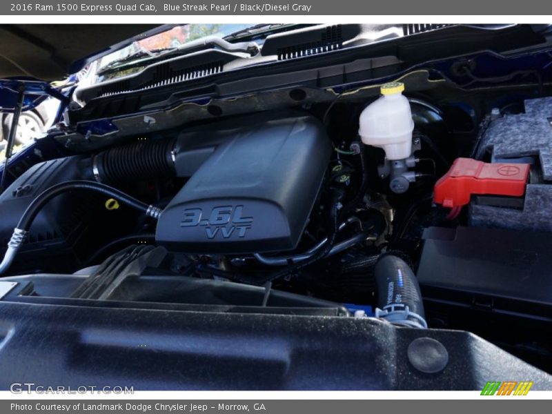 Blue Streak Pearl / Black/Diesel Gray 2016 Ram 1500 Express Quad Cab