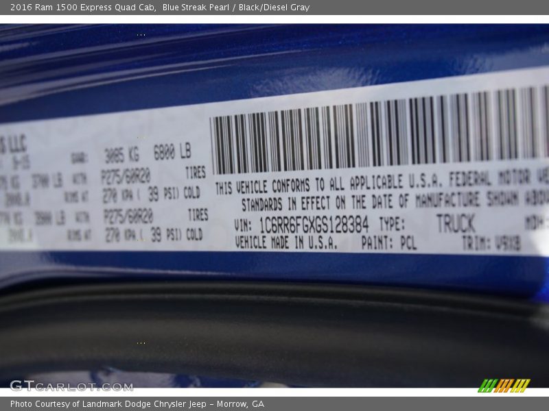 2016 1500 Express Quad Cab Blue Streak Pearl Color Code PCL