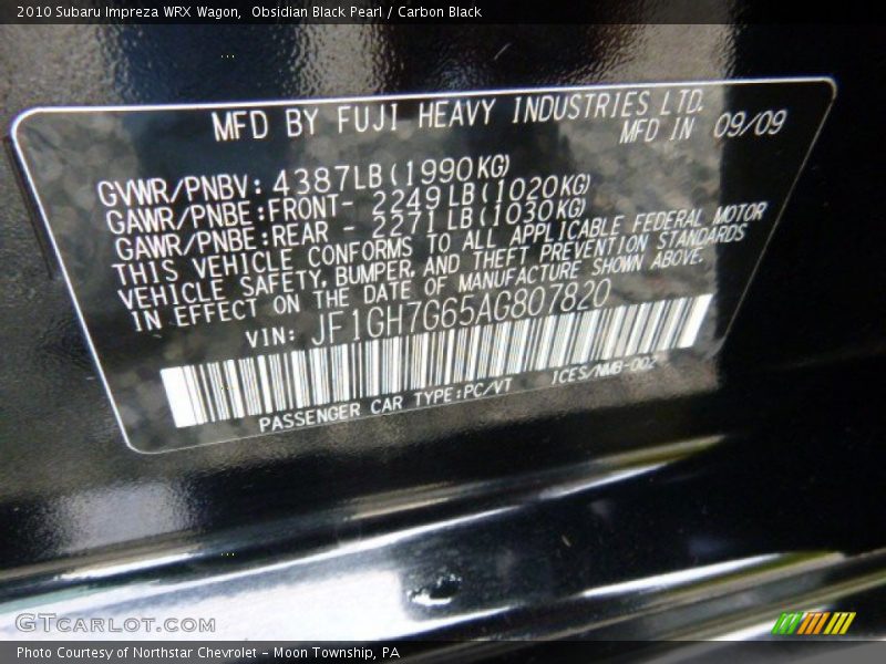 Obsidian Black Pearl / Carbon Black 2010 Subaru Impreza WRX Wagon