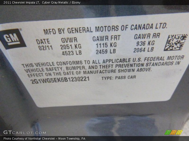 Cyber Gray Metallic / Ebony 2011 Chevrolet Impala LT