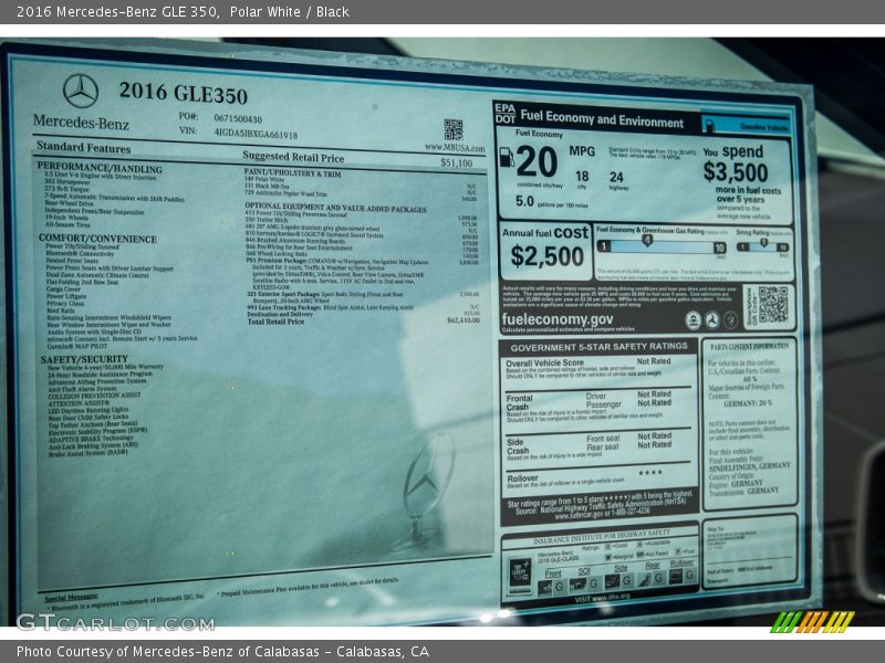 Polar White / Black 2016 Mercedes-Benz GLE 350