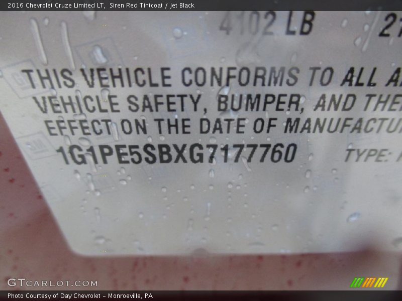 Siren Red Tintcoat / Jet Black 2016 Chevrolet Cruze Limited LT