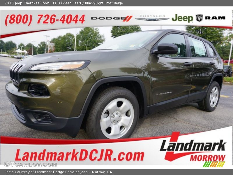 ECO Green Pearl / Black/Light Frost Beige 2016 Jeep Cherokee Sport