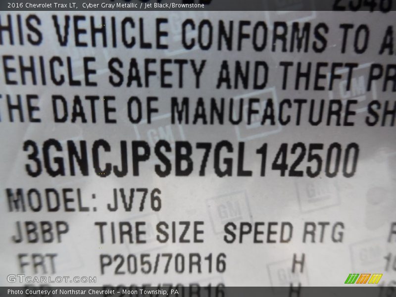 Cyber Gray Metallic / Jet Black/Brownstone 2016 Chevrolet Trax LT