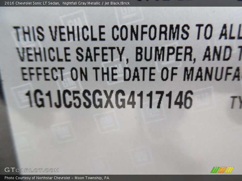 Nightfall Gray Metallic / Jet Black/Brick 2016 Chevrolet Sonic LT Sedan