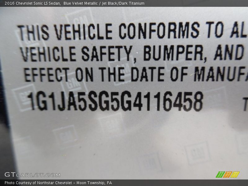 Blue Velvet Metallic / Jet Black/Dark Titanium 2016 Chevrolet Sonic LS Sedan