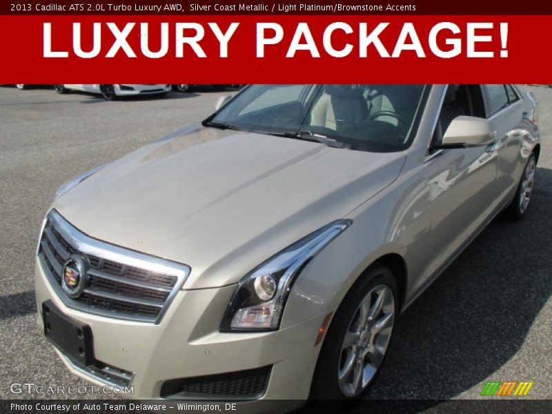 Silver Coast Metallic / Light Platinum/Brownstone Accents 2013 Cadillac ATS 2.0L Turbo Luxury AWD