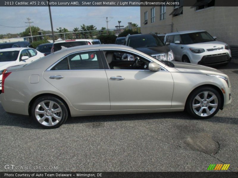 Silver Coast Metallic / Light Platinum/Brownstone Accents 2013 Cadillac ATS 2.0L Turbo Luxury AWD