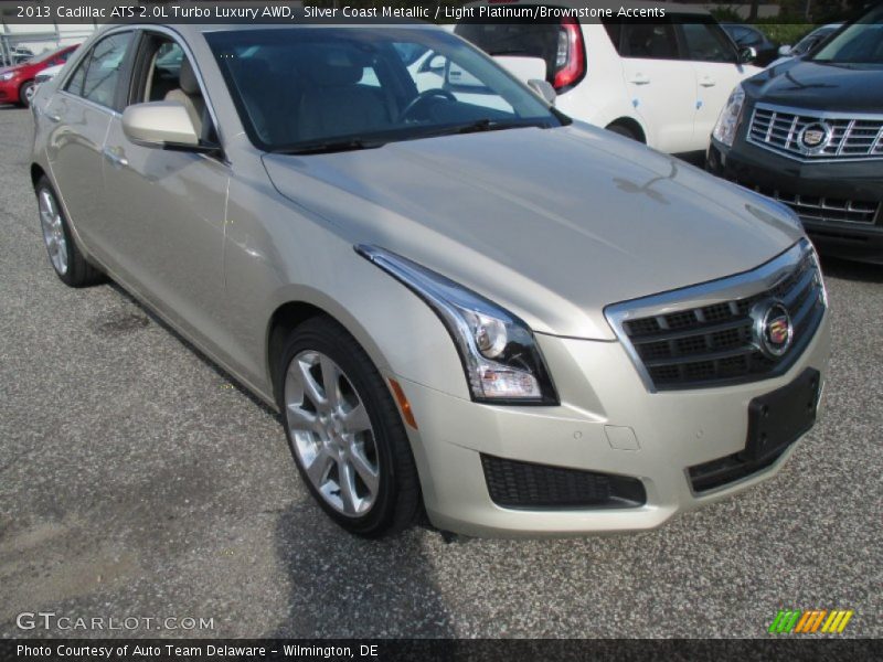 Silver Coast Metallic / Light Platinum/Brownstone Accents 2013 Cadillac ATS 2.0L Turbo Luxury AWD